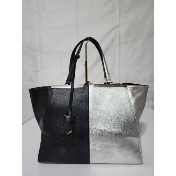 Fendi Handbags - Authentic FENDI Vitello Elite Bi Color 3Jours Tote Argento Black/Silver